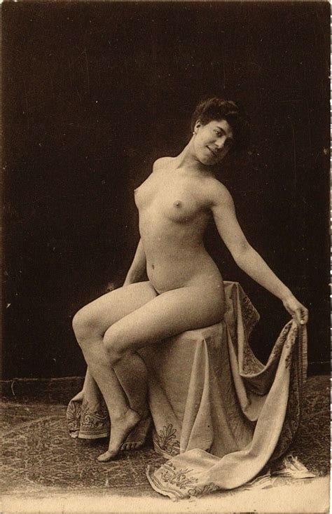 Pc Cpa Risque Nude Female Lady Sitting Vintage Postcard B