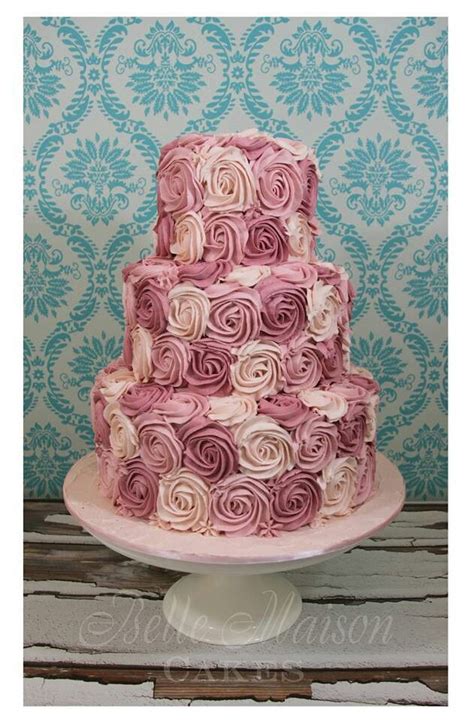 Buttercream Ombre Rose Swirl Wedding Cake Fancy Wedding Cakes Wedding