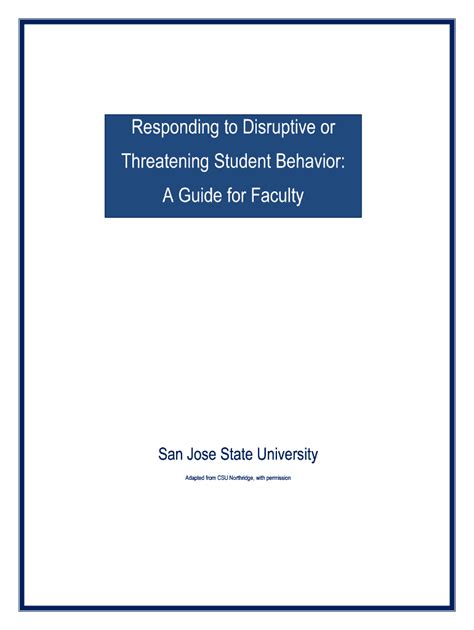 Fillable Online Sjsu Responding To Disruptive Or Sjsu Fax Email Print