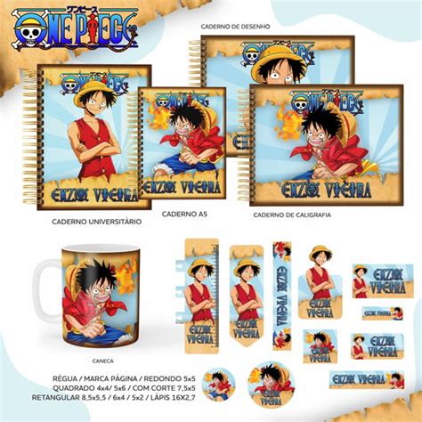 Arquivo Pdf Png Etiqueta Escolar One Piece Ñ Personalizo 02