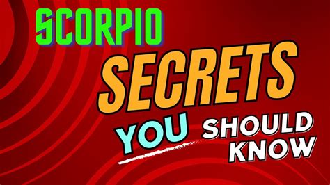 Scorpio Secrets You Should Know Youtube