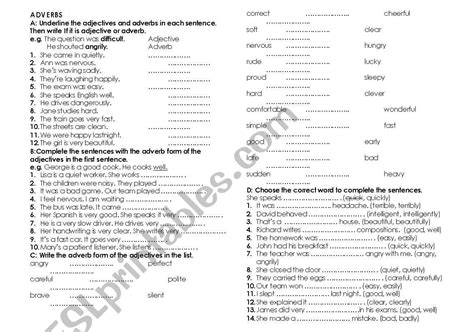 Adverbs Esl Worksheet By Gencaver