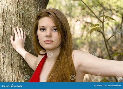 Brunette In Red Dress Stock Photo Image Of Beautiful