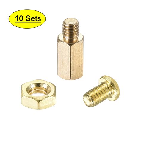 Uxcell Brass M Mm Mm Male Female Hex Standoff Screw Nut Kit Sets