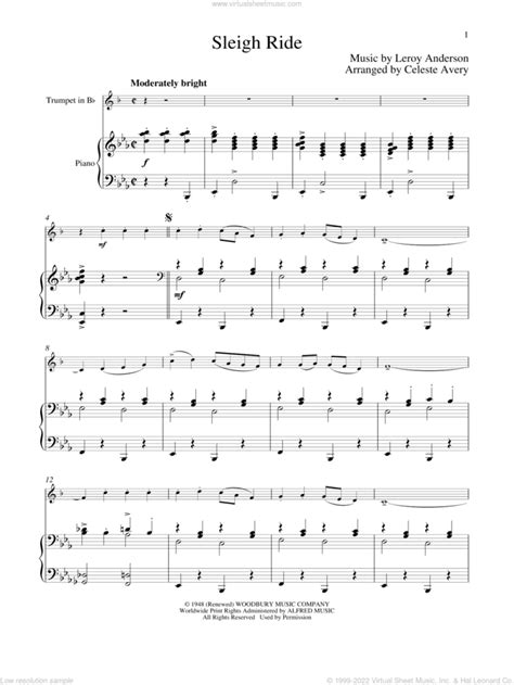 Anderson Sleigh Ride Sheet Music For Trumpet And Piano Pdf