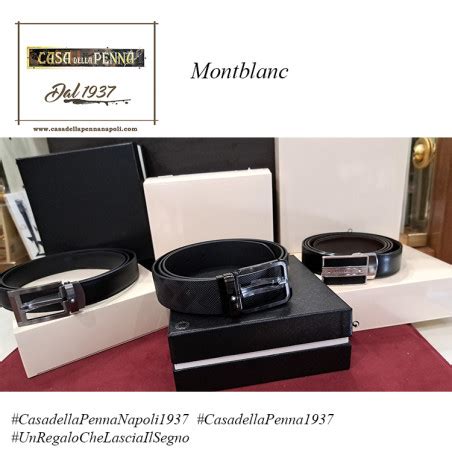 Montblanc Cintura Reversibile In Pelle Nera Marrone Mm Con Fibbia A