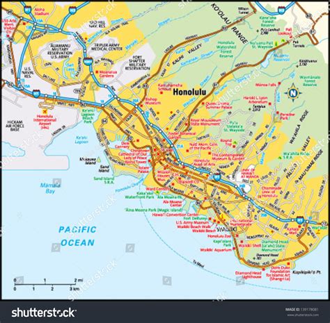 Honolulu, Hawaii Area Map Stock Vector Illustration 139178081 : Shutterstock