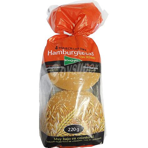 El Corte Inglés pan de hamburguesas con sésamo bolsa 220 g 4 unidades