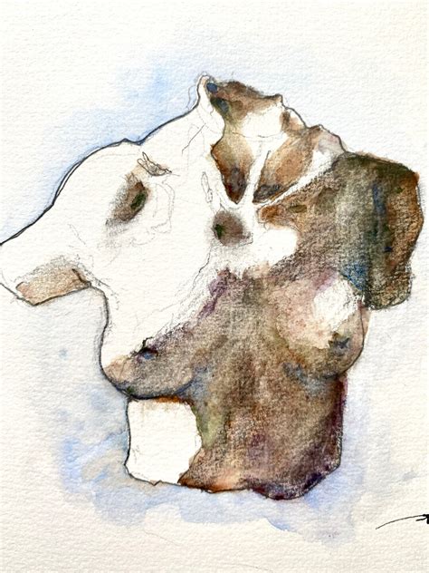 Original Watercolor Painting Nude Woman Original Work Nude In Watercolor Statue Drawing