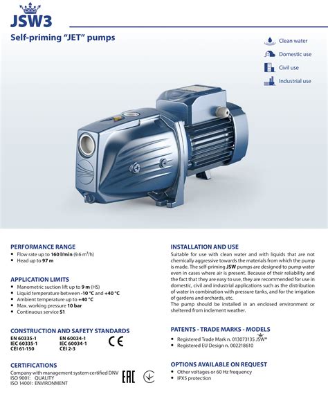 Pedrollo JSWm3CH Self Priming Water Pump Malaysia