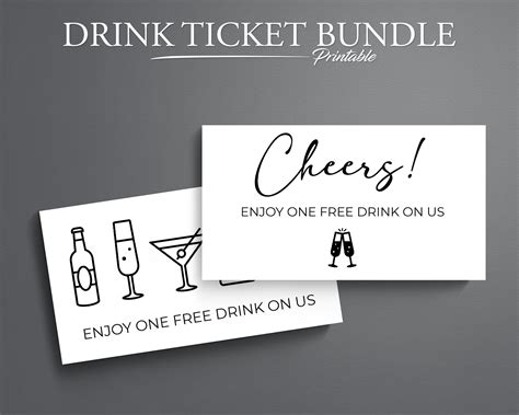 Set of 5 Printable Drink Ticket Templates for Weddings and Parties