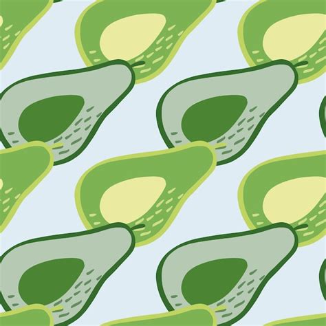 Premium Vector Doodle Avocado Seamless Pattern Hand Drawn Botanical