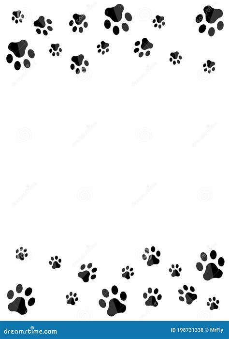 Printable Dog Paw Print Border