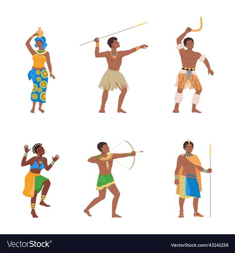 Native indigenous people in traditional clothes Vector Image