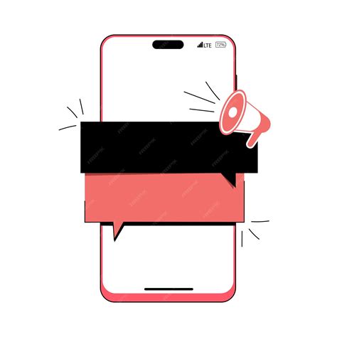 Ilustração publicitária com mensagem telefônica e alto-falante Há um