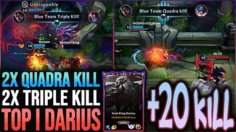 WILD RIFT DARIUS 2X QUADRA 2X TRIPLE KILL TOP 1 DARIUS GAMEPLAY