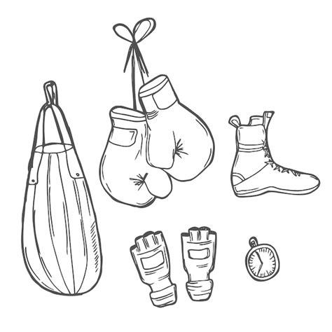 Set De Cones De Boxe Desenhados M O Ilustra O Vetorial Cones