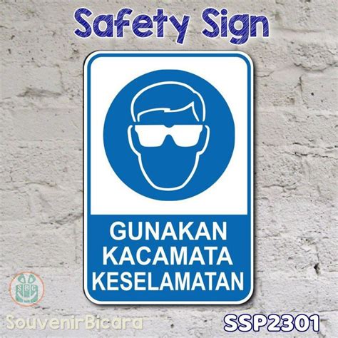 Jual Custom Safety Sign Label Rambu Petunjuk K3 EESH Gunakan Kacamata