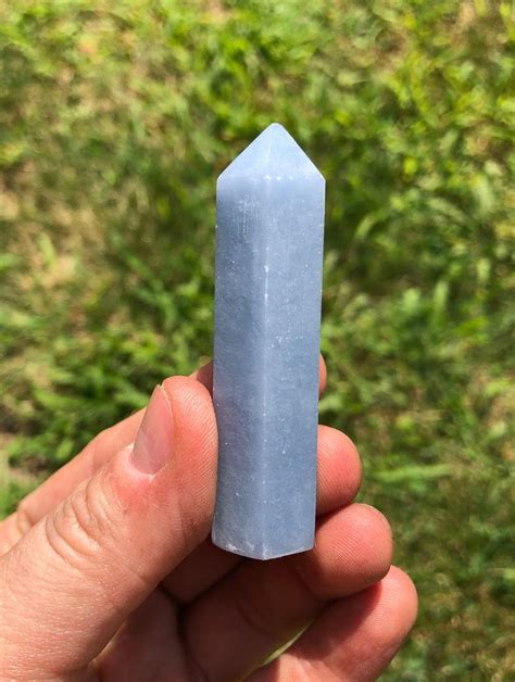 Angelite Point Angelite Stone Point Anhydrite From Peru Etsy