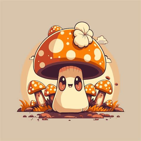 Icône De Champignon Illustration Vectorielle D une Mascotte De Logo D