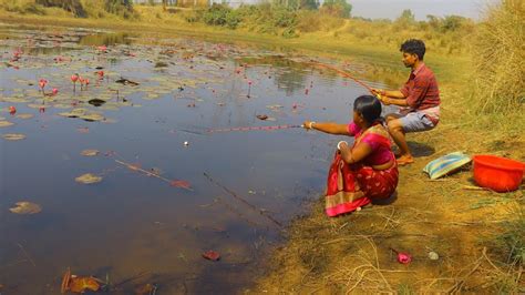 Best Hook Fishing Video Unbelievable Fish Catching By Village Woman