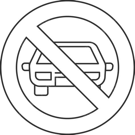 Forbidden Sign With Car Linear Icon Speed Forbidden Pictogram Vector