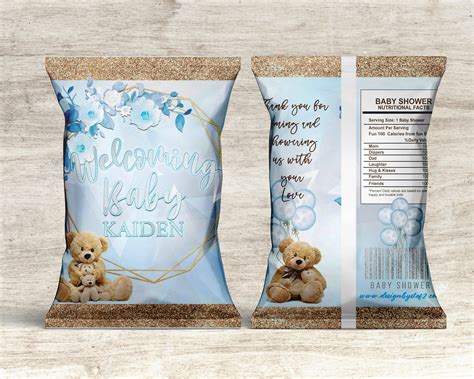 Teddy Bear Chip Bag Baby Shower Digital File Etsy