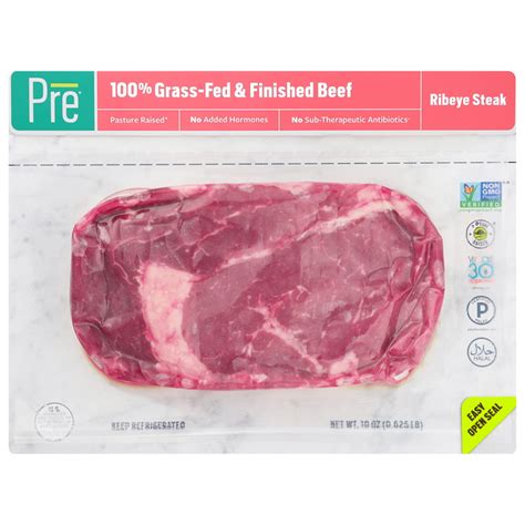 Save On PRE 100 Grass Fed Beef Ribeye Steak Fresh Order Online