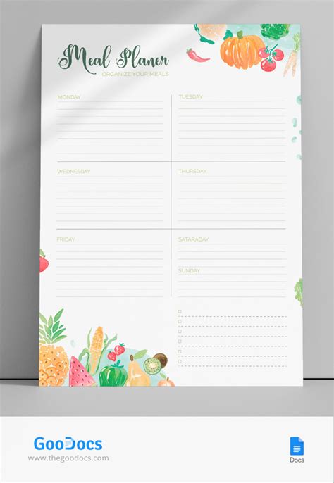 Free Weight Watchers Meal Planner Template | thegoodocs.com