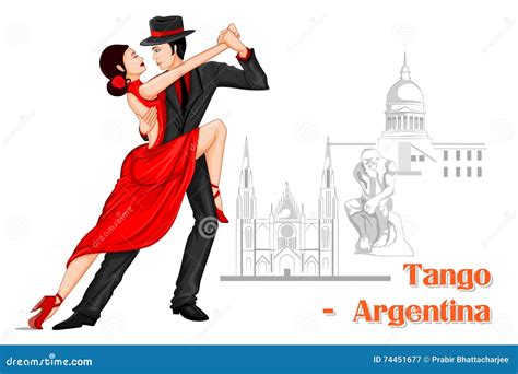 Argentine Couple Performing Tango Dance of Argentina Stock Vector ...