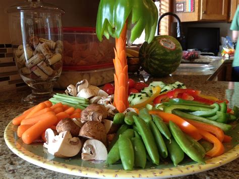 Vegetable Palm Trees Luau Food Party Platters Veggie Tray