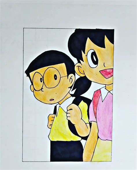 Nobita Shizuka Love Painting Art Dharmesh Bhaliya Easy Drawing