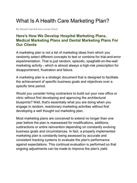 Pdf What Is A Health Care Marketing Plan Dokumen Tips