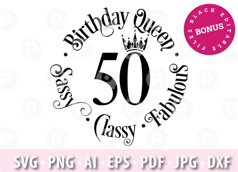 Birthday Queen Sassy Classy Fabulous Svg Featuring Gold Text Etsy