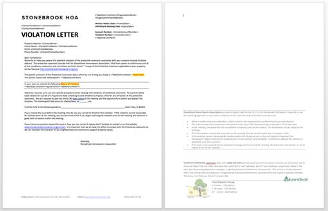 Hoa Covenant Violation Letter Template