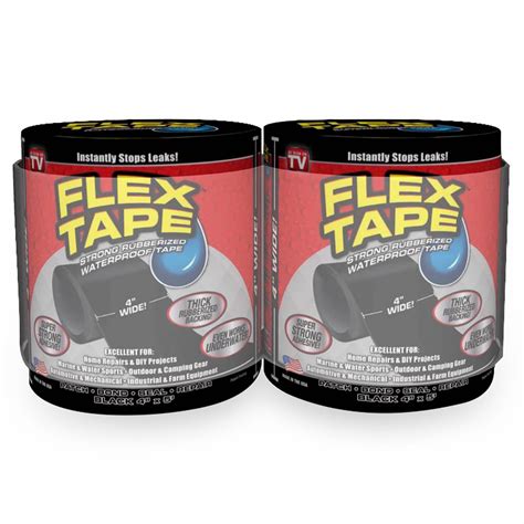 Flex Tape Rubberized Waterproof Tape, 4 Inches X 5 Feet, Black, 2-pack - Walmart.com