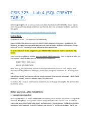 Lab Creating Tables Ddl Instructions Docx Csis Lab Sql