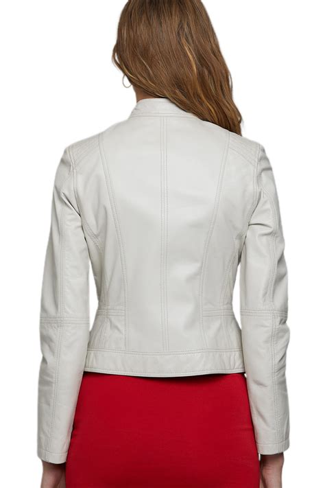 Bonnie Women S 100 Real Beige Leather Classic Cropped Jacket