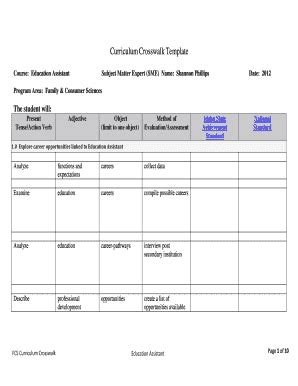 Curriculum Crosswalk Fill And Sign Printable Template Online