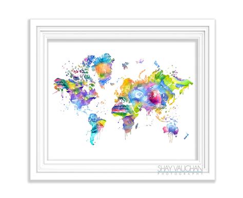 Map of the World Art Print World Map Painting Poster Watercolor World ...