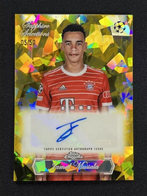 2023 TOPPS CHROME UEFA Jamal Musiala SS 14 Gold Saphir Selections Auto