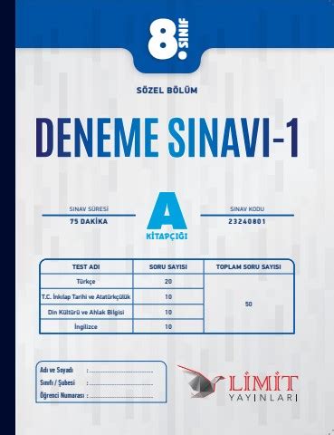 8 SINIF LİMİT DENEME 1 SOZEL