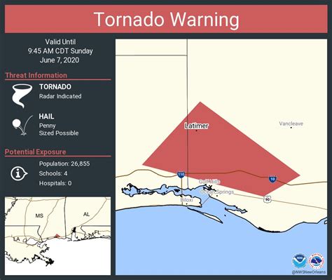 NWS New Orleans On Twitter Tornado Warning Including Latimer MS Until