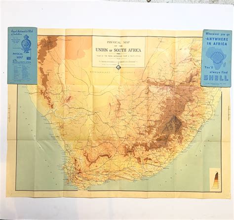 Physical Map Of The Union Of South Africa Quagga Books