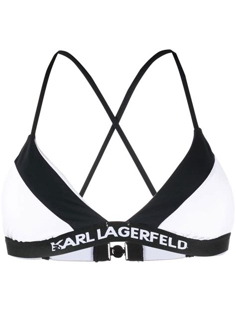 Karl Lagerfeld Logo Trim Triangle Bikini Top Farfetch