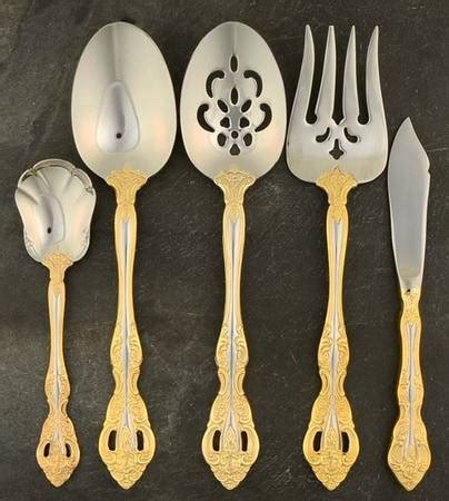 Golden Michelangelo Stainless 5 Piece Hostess Set By Oneida Silver