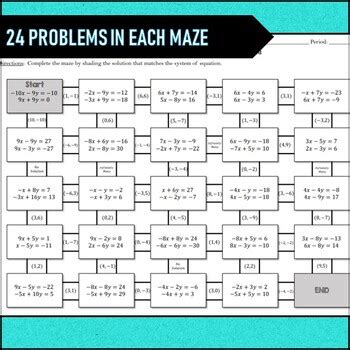 Solving Systems Of Equations Elimination Maze