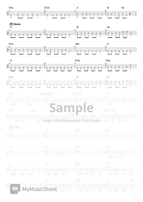 結束バンド 忘れてやらない Tabのみ ベース Tab譜 4弦 Sheets By Ts Bass Score