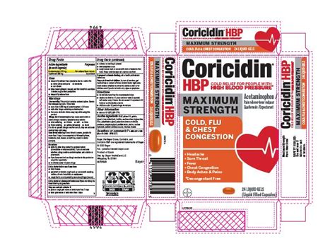 Coricidin ® Hbp Maximum Strength Cold Flu And Chest Congestion Liquid Gels