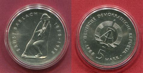 DDR 5 Mark DDR Gedenkmünze Cu Ni Neusilber 1988 Ernst Barlach 1870